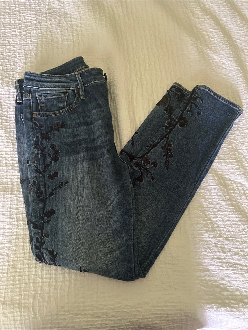 Driftwood Jackie Jeans W26 L28 Midnight Mid Rise Floral Embroidered Skinny Leg - Picture 3 of 5